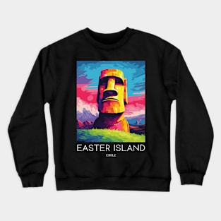 A Pop Art Travel Print of Easter Island - Chile Crewneck Sweatshirt